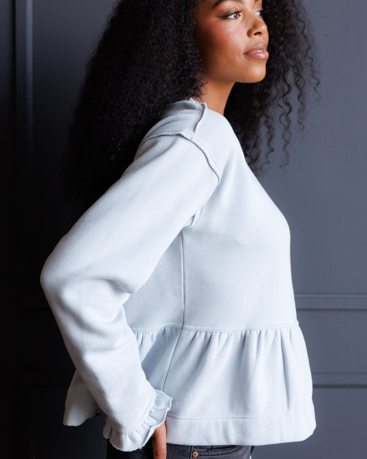 Country Peplum Crew Sweatshirt