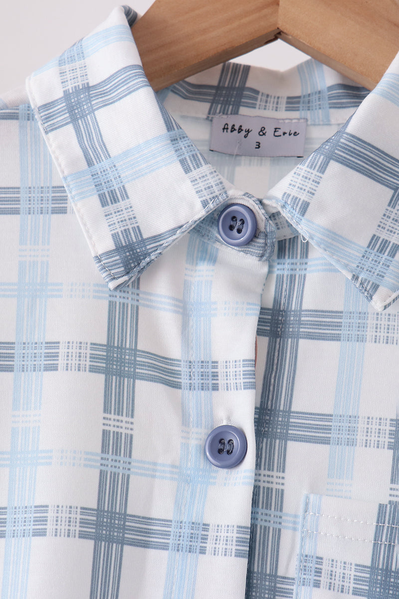 Blue Plaid Button-Down Shirt