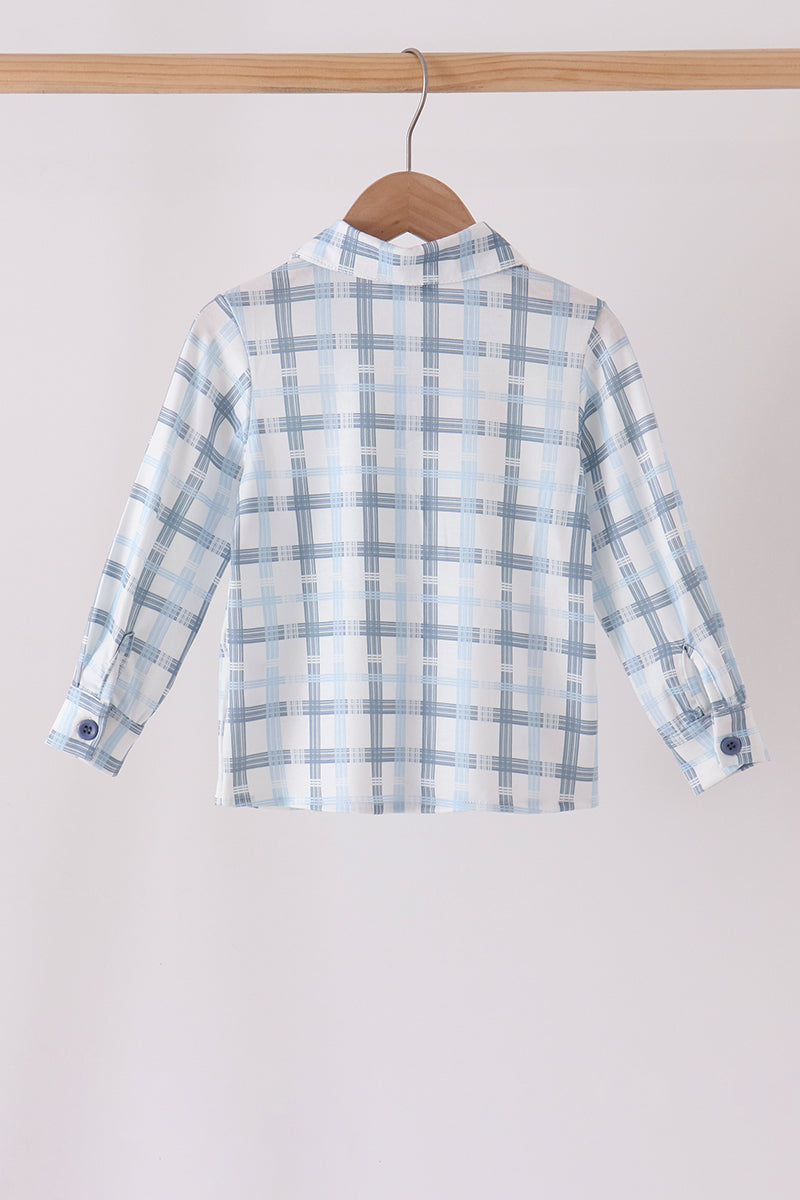 Blue Plaid Button-Down Shirt