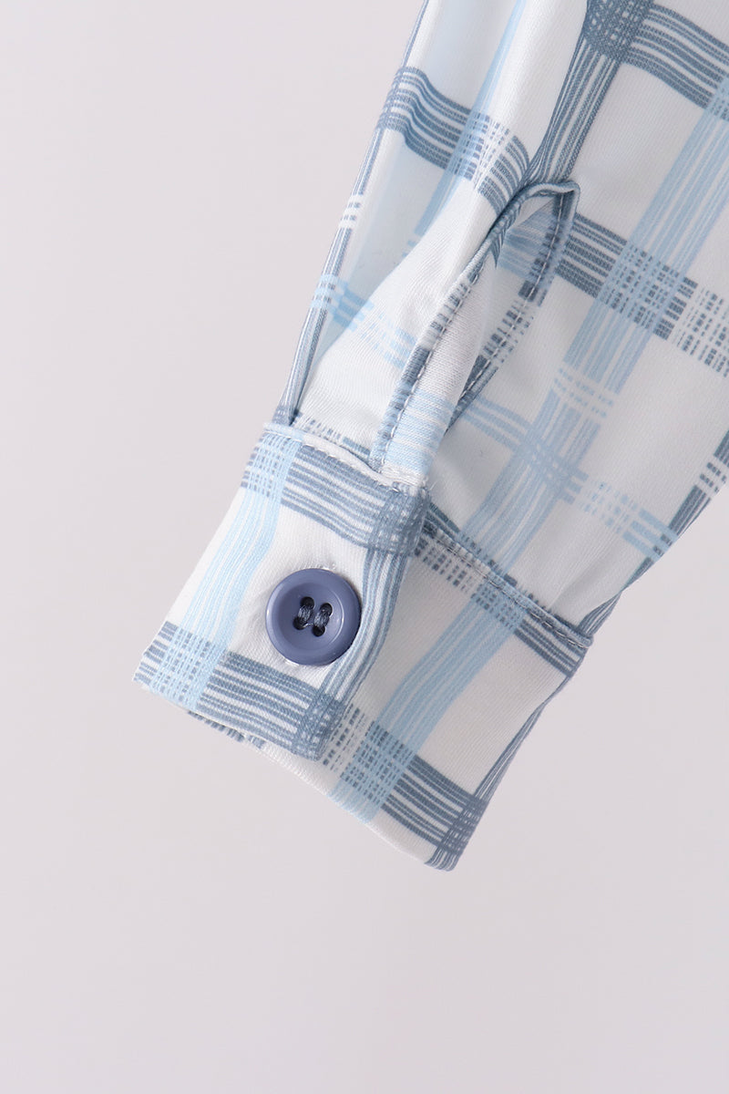 Blue Plaid Button-Down Shirt