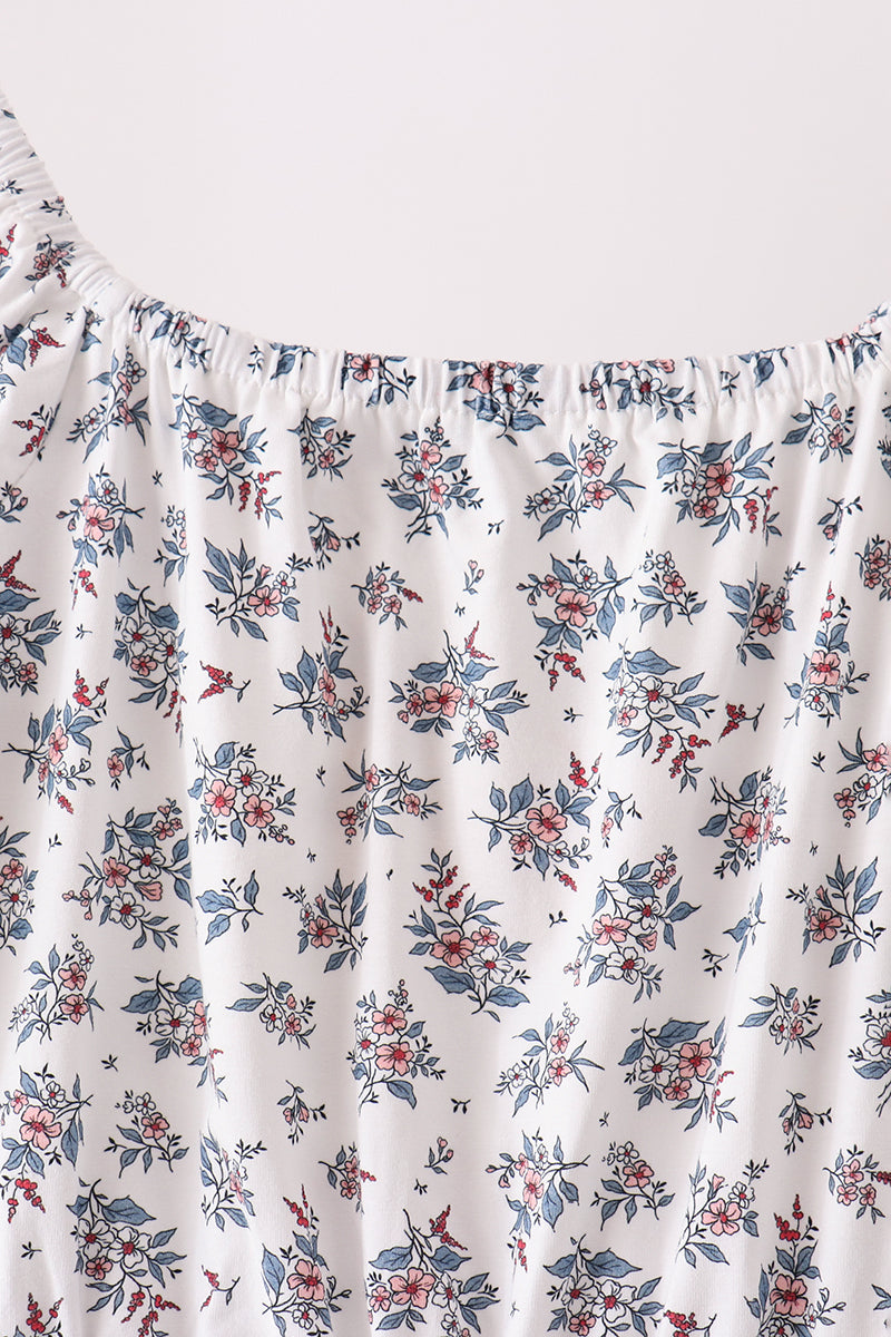 Teal Floral Mom Dress