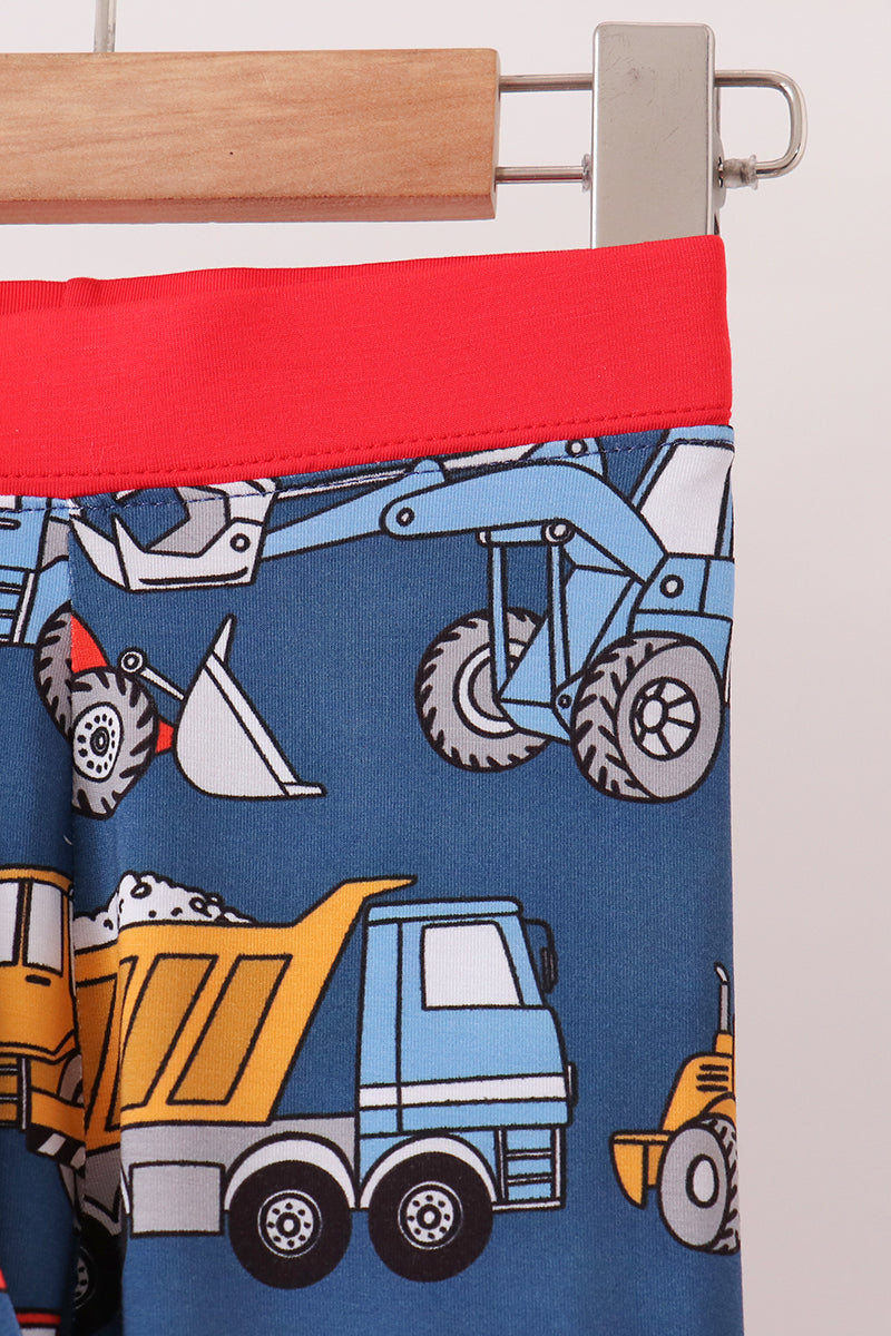 Navy Tractor Print Bamboo Pajama Set