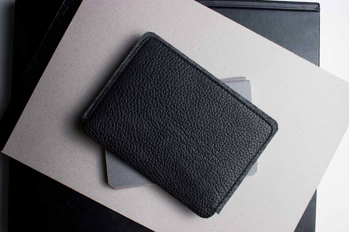 Leather and Wool Felt Passport Holder
