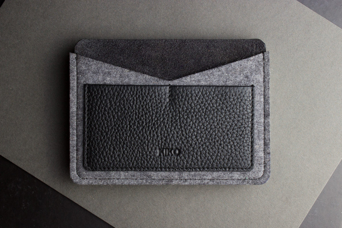 Leather and Wool Felt Passport Holder