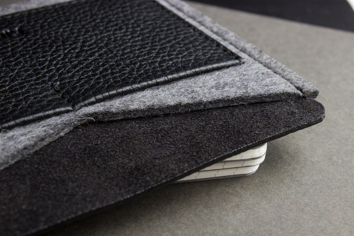 Leather and Wool Felt Passport Holder