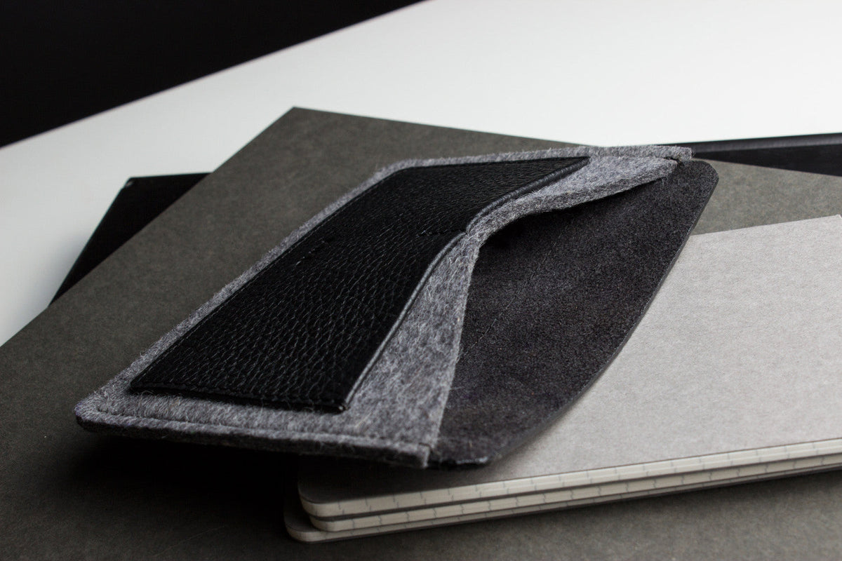 Leather and Wool Felt Passport Holder