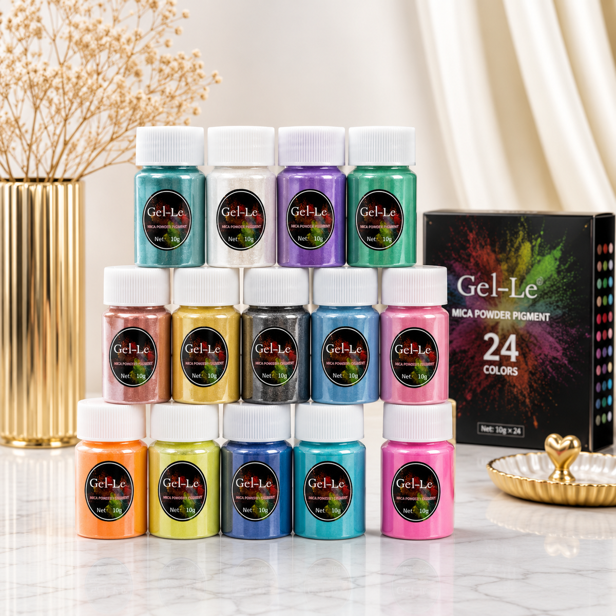 Gel-Le Mica Powder Pigment, 24 pc