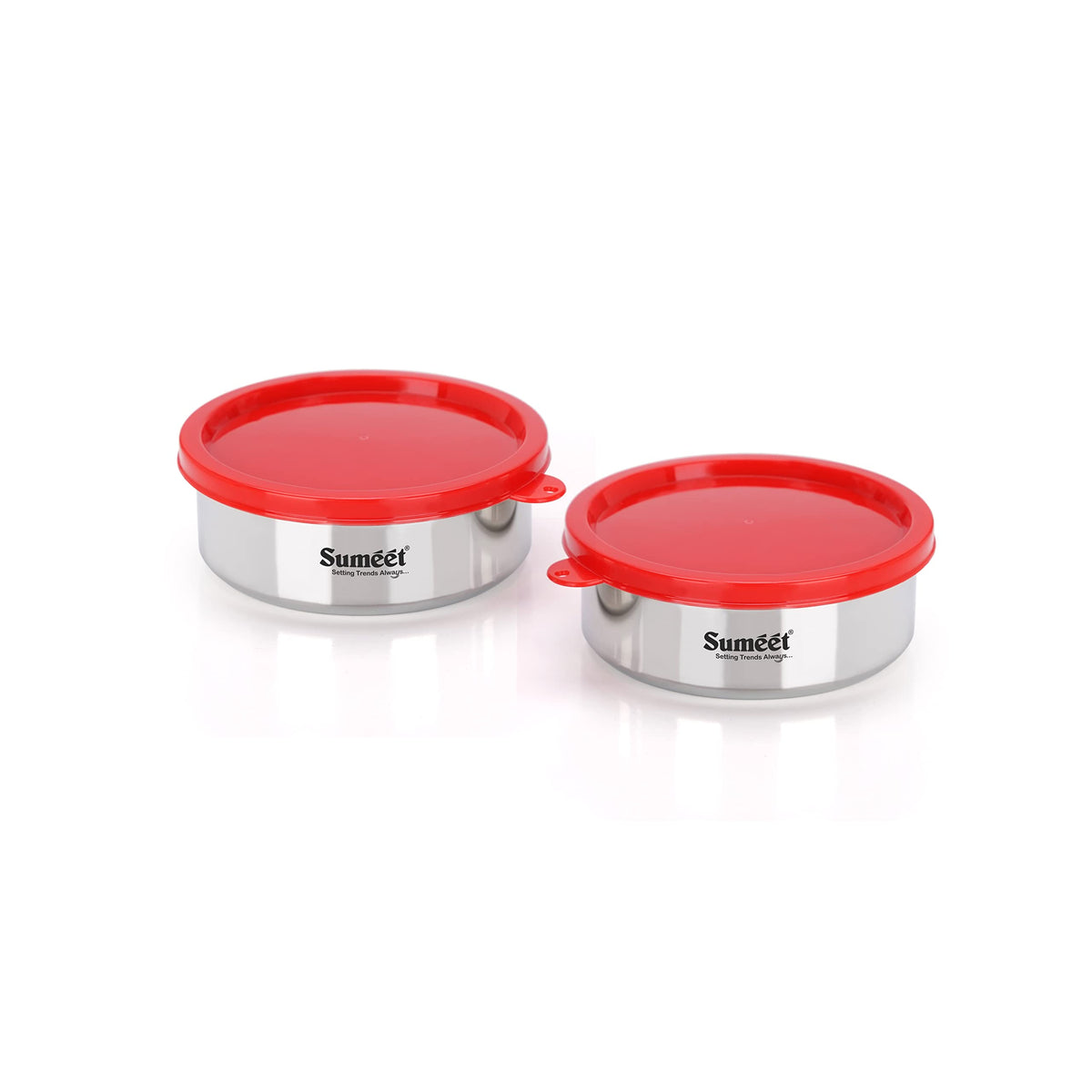 Sumeet Stainless Steel Airtight and Leak-Proof Food Storage Container, 400 ml, 12 cm, Pack of 2, Silver