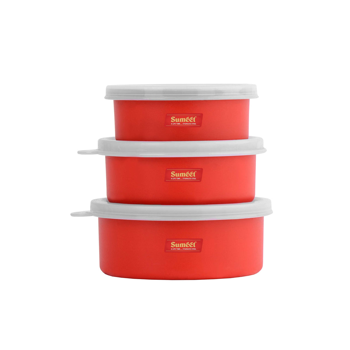Sumeet Microwave-Safe Stainless Steel and Plastic-Coated Containers, Set of 13 (200 ml, 250 ml, 400 ml)