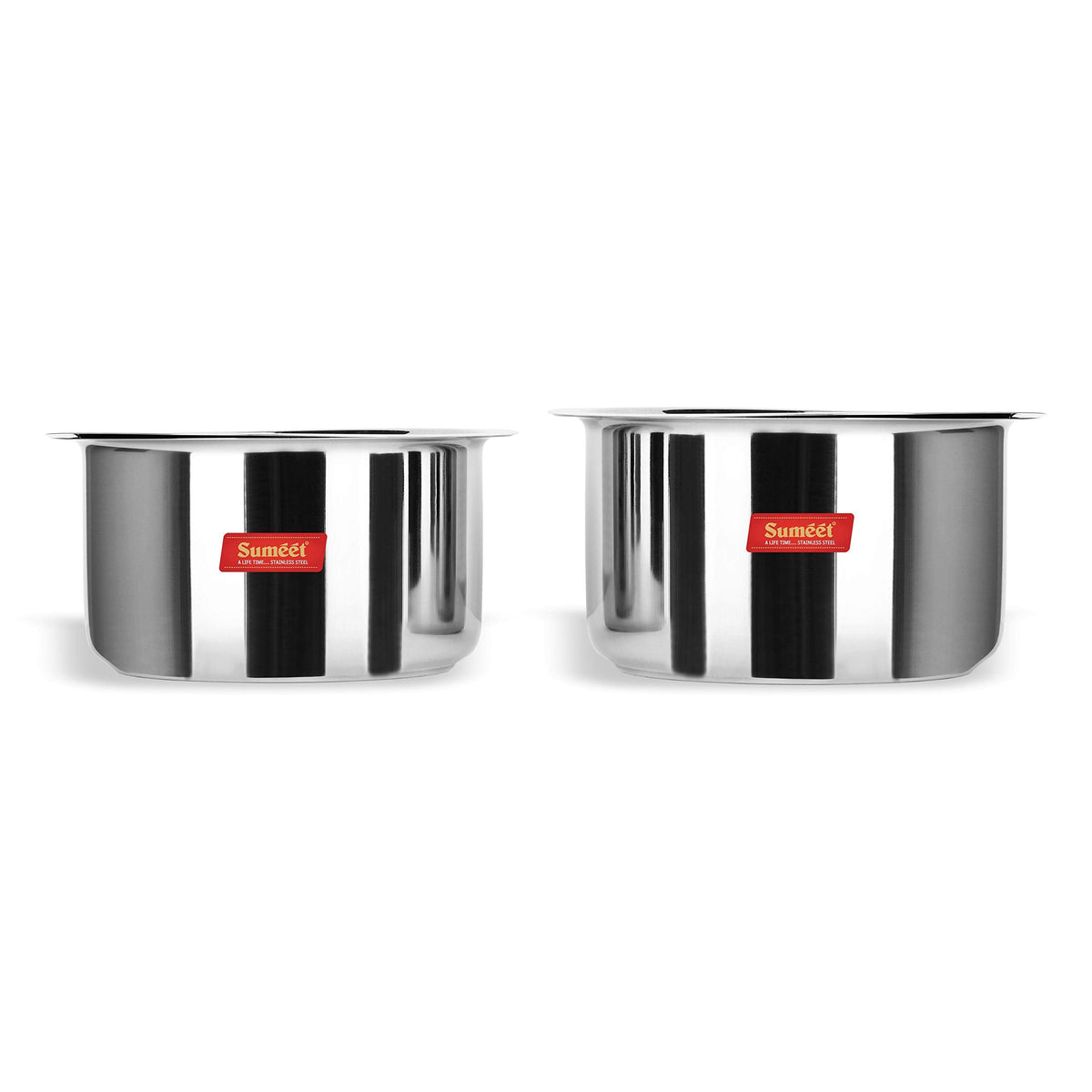 Sumeet 2-Piece Large Stainless Steel Induction and Gas Stove Friendly Container/Tope Cookware Set with Lids, Size No. 15