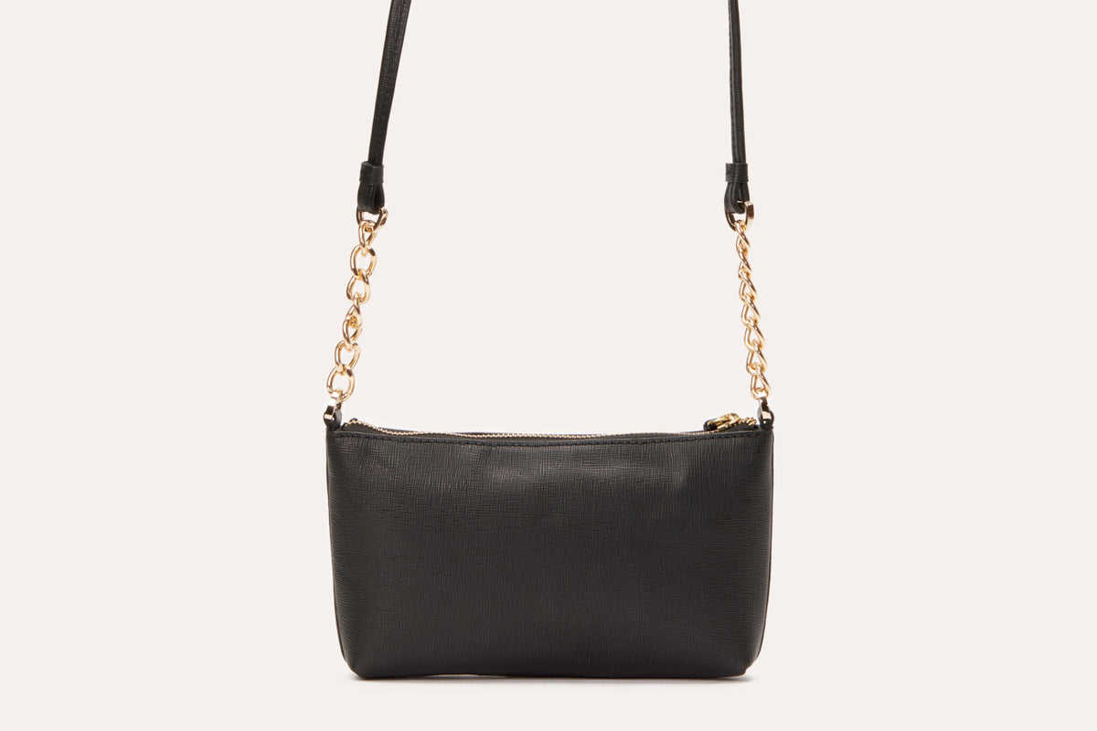 Two Chain Saffiano Leather Crossbody
