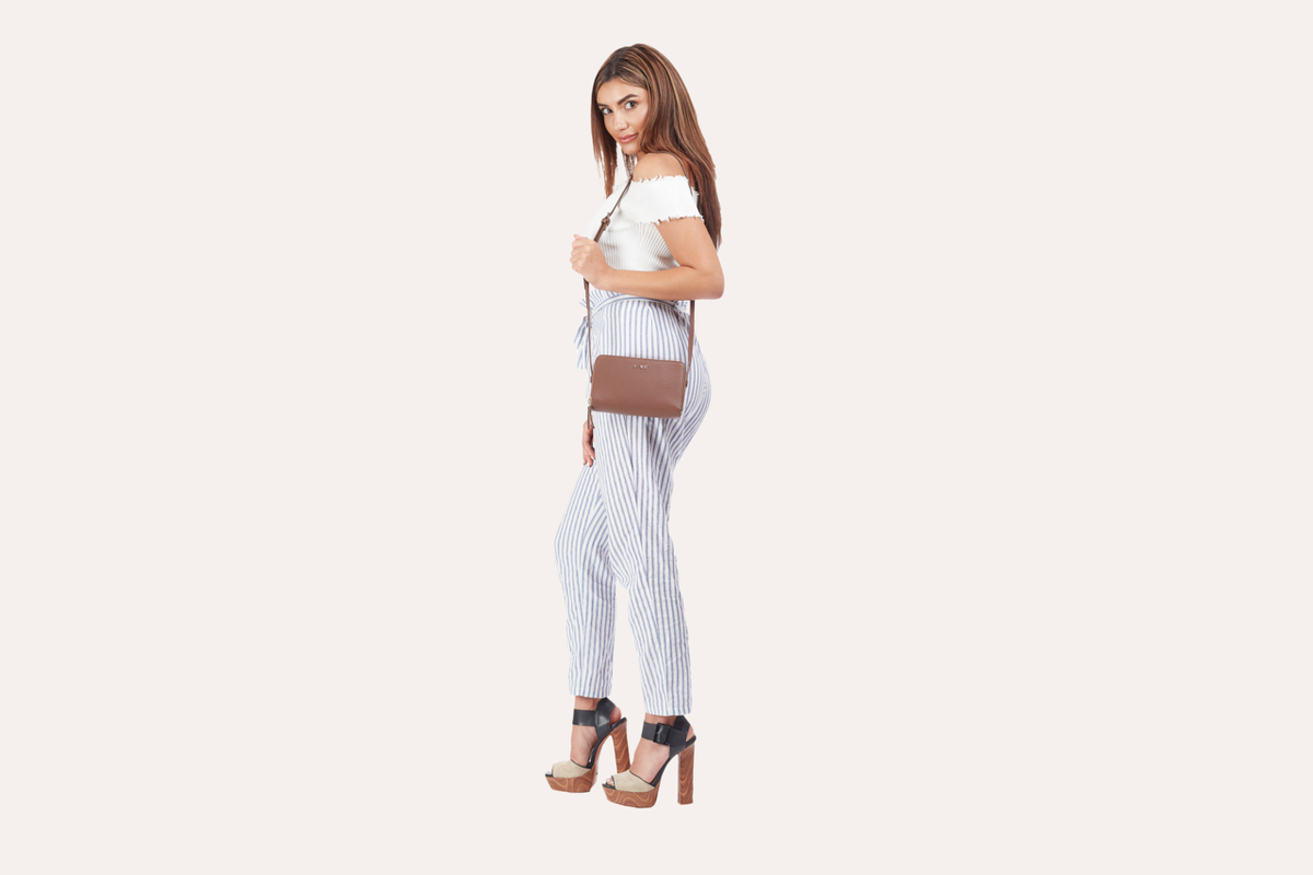 Pebble Leather Zip-Around Crossbody