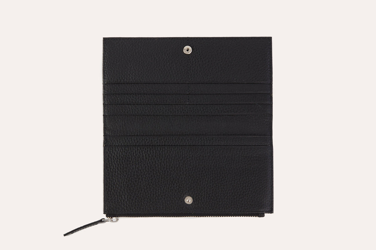 Top Zip Pebble Leather Wallet