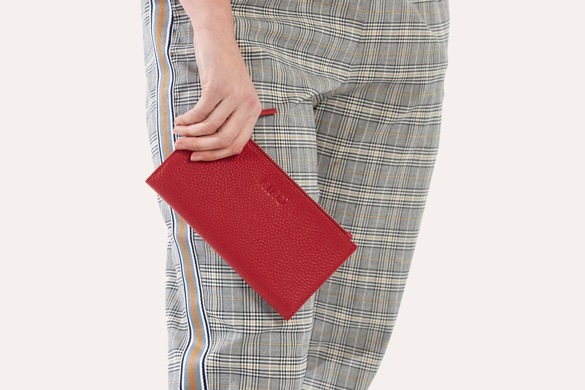 Top Zip Pebble Leather Wallet