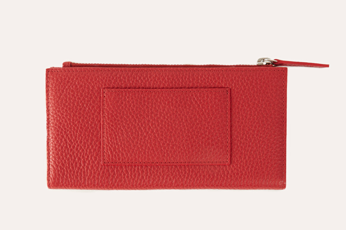 Top Zip Pebble Leather Wallet