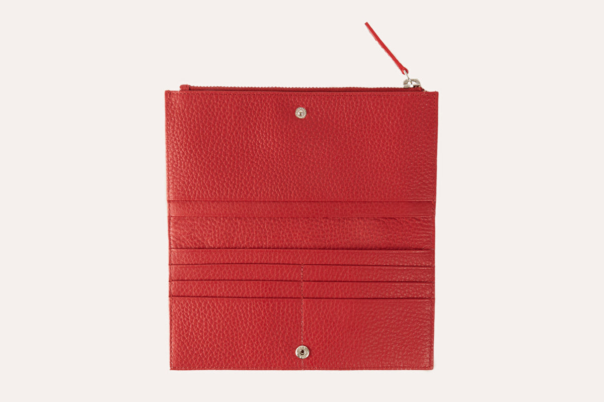 Top Zip Pebble Leather Wallet
