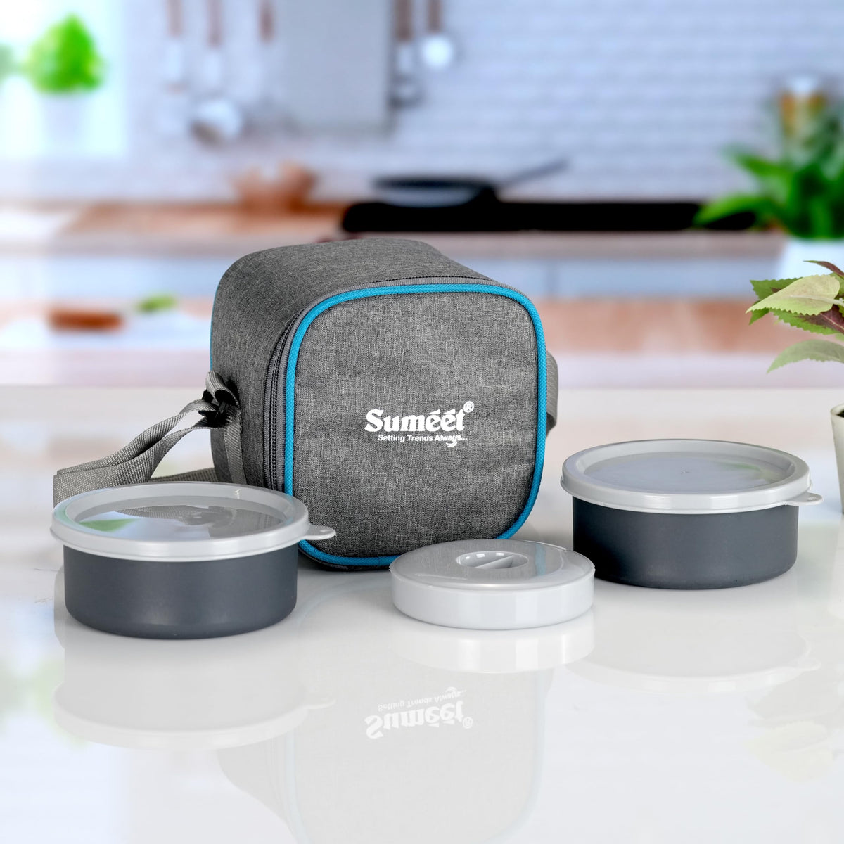 Sumeet EPULO Lunch Box Tiffin with Microwave-Safe and Leak-Proof 2 Inner Steel Containers + 1 Plastic Chutney/Pickle Container