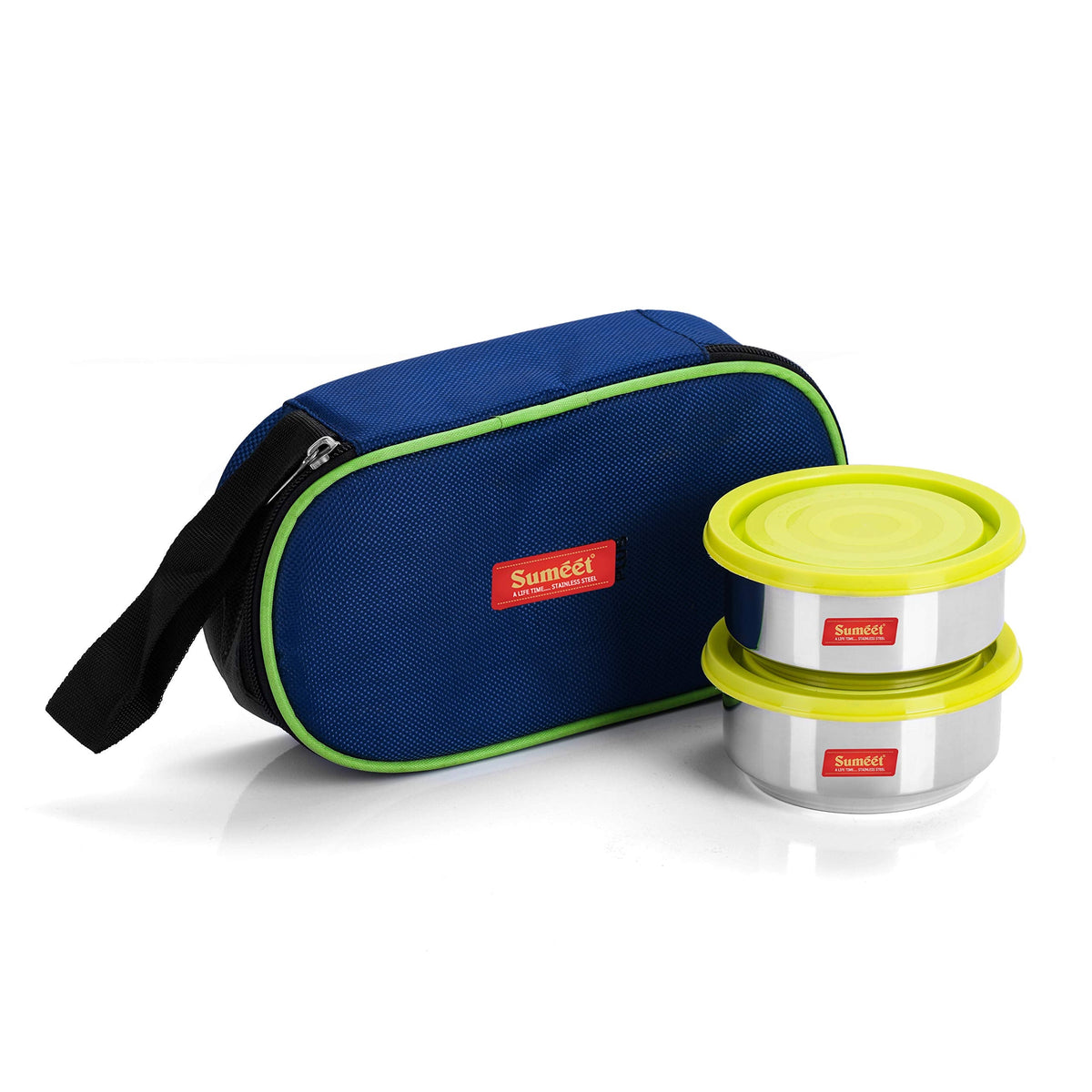 Sumeet Ingenious Tiffin with 2 Airtight & Leak-Proof Stainless Steel Containers + Insulated Pouch (300 ml)