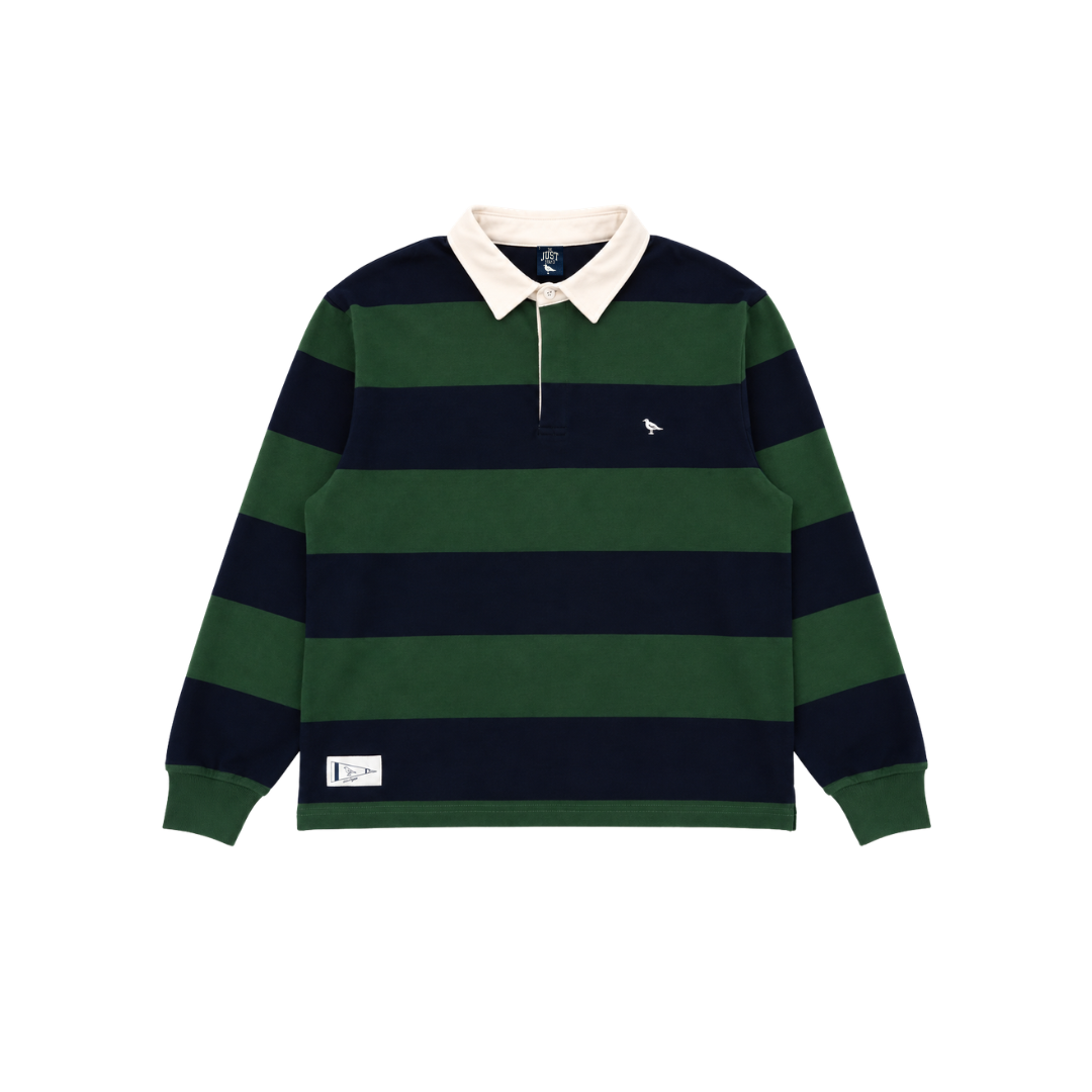 Classic Green and Navy Striped Rugby Shirt