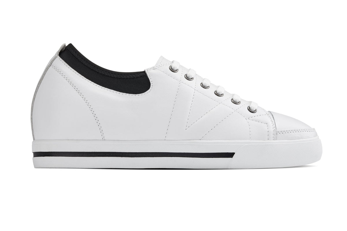 TOTO D8171 Men's Elevator Sneakers – 2.4 Inches Taller (White/Black)