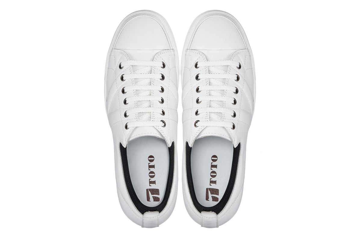 TOTO D8171 Men's Elevator Sneakers – 2.4 Inches Taller (White/Black)