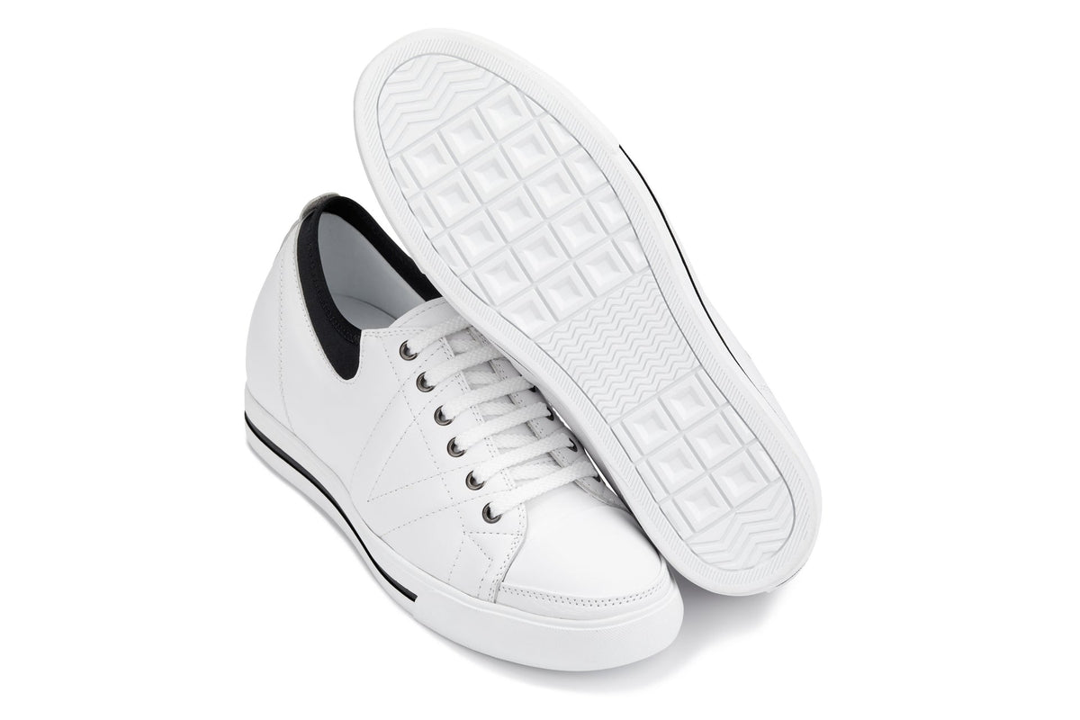 TOTO D8171 Men's Elevator Sneakers – 2.4 Inches Taller (White/Black)