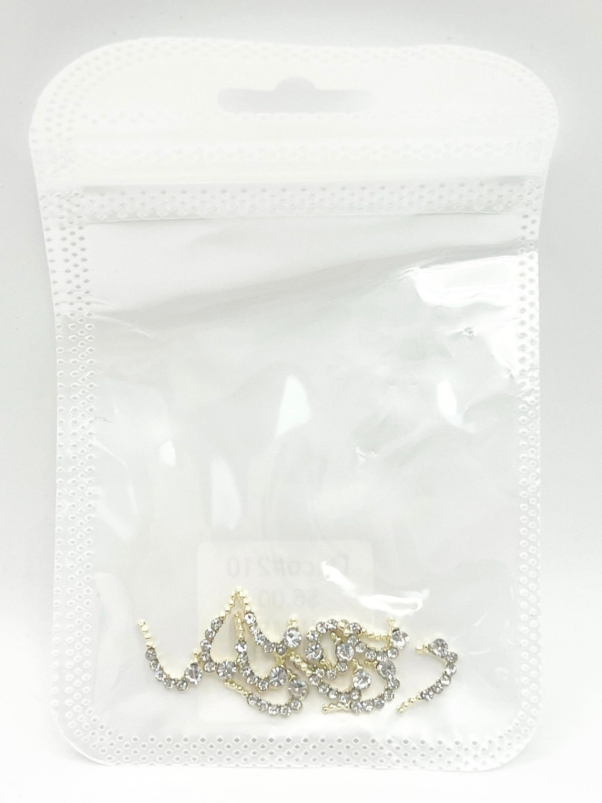 Queen Nail Charms 10-Piece Set - #210 Gold Curve Crystal Border Accessories