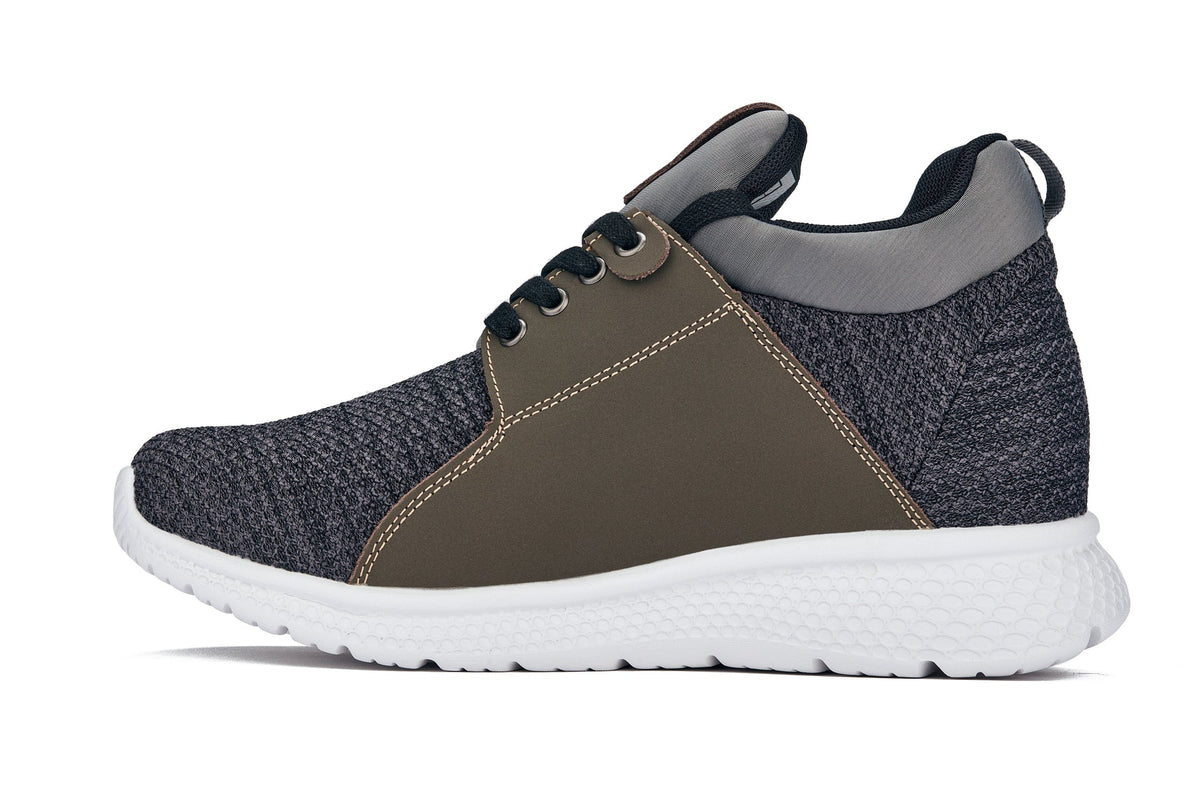 CALTO H71923 Men's Elevator Sneakers – 3.2 Inches Taller (Cement Charcoal)