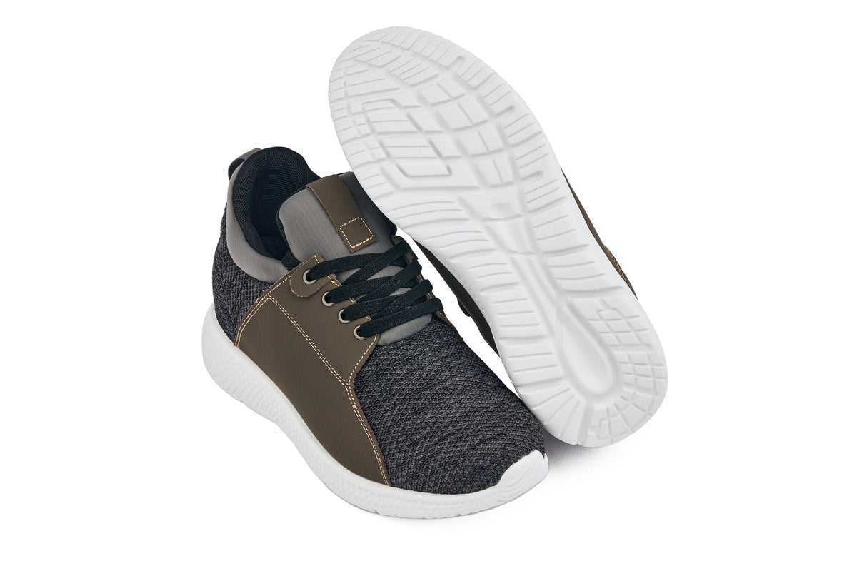 CALTO H71923 Men's Elevator Sneakers – 3.2 Inches Taller (Cement Charcoal)