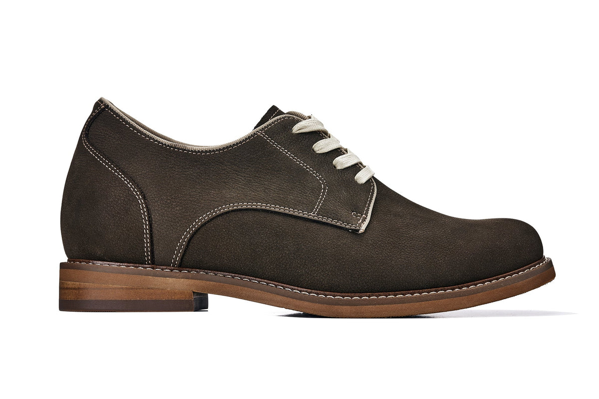 CALTO J1311 3-Inch Taller Sardine Grey Business Casual Leather Derbies