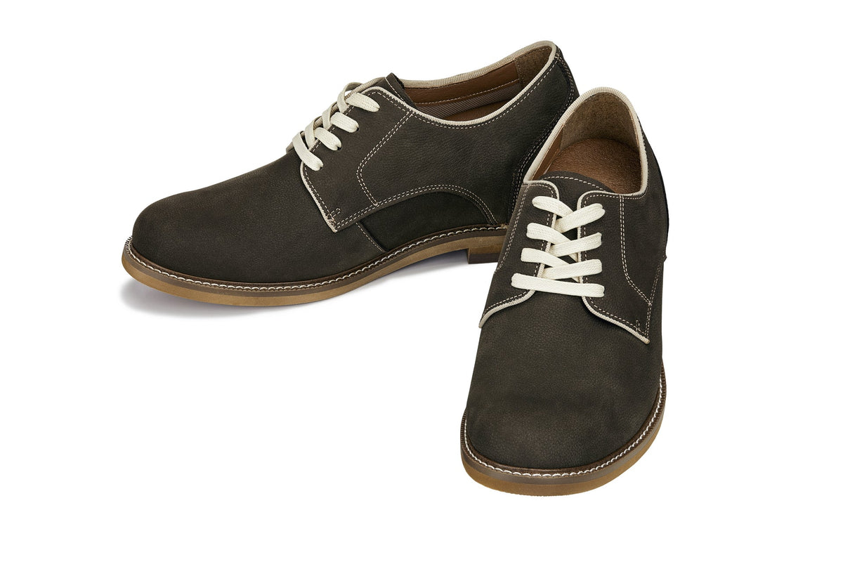 CALTO J1311 3-Inch Taller Sardine Grey Business Casual Leather Derbies