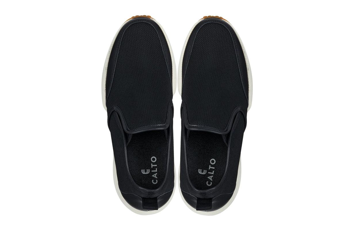 CALTO - J1433 - 3.3 Inches Taller (Black) - Casual Chunky Sole Sneaker Loafers