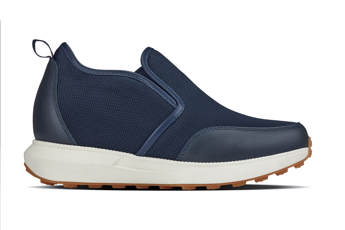 CALTO J1435 3.3-Inch Taller Dark Blue Casual Chunky Sole Sneaker Loafers