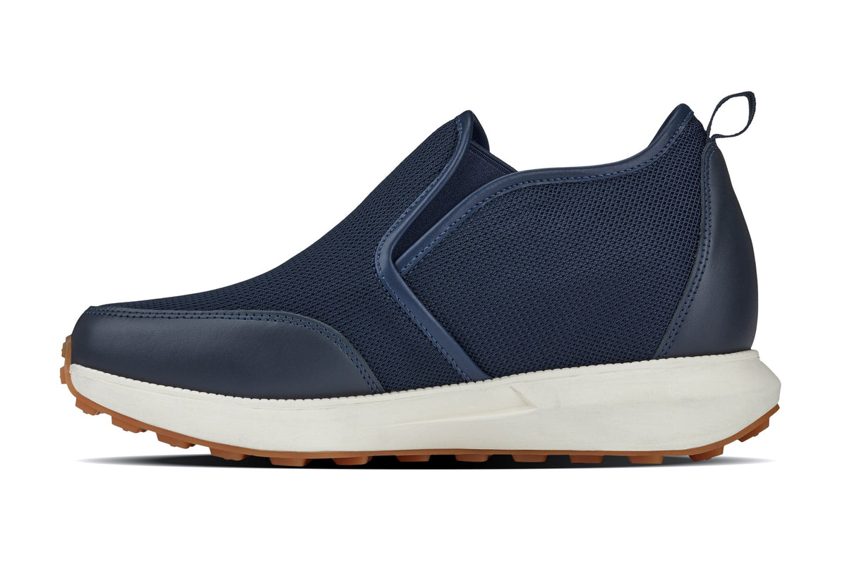 CALTO J1435 3.3-Inch Taller Dark Blue Casual Chunky Sole Sneaker Loafers