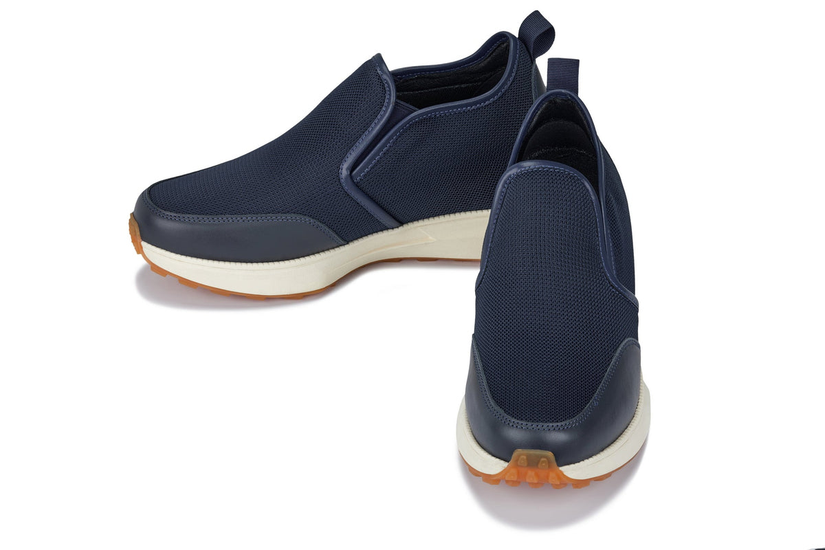 CALTO J1435 3.3-Inch Taller Dark Blue Casual Chunky Sole Sneaker Loafers