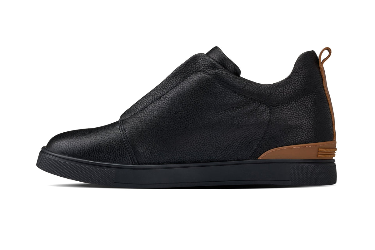 CALTO J1931 2.6-Inch Taller Black/Black Sole Slip-On Snoafers