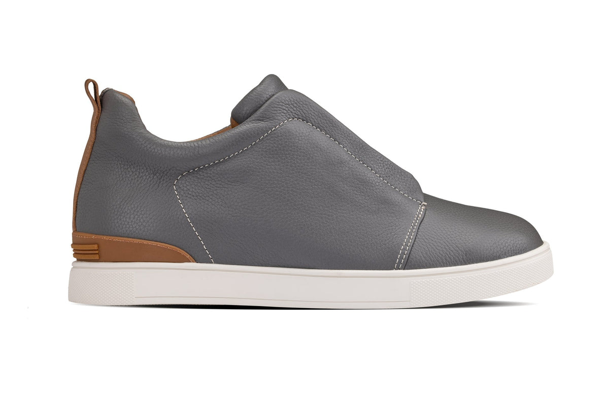 CALTO J1935 Men's Slip-On Snoafers – 2.6 Inches Taller (Grey)