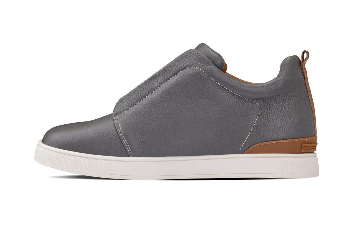 CALTO J1935 Men's Slip-On Snoafers – 2.6 Inches Taller (Grey)