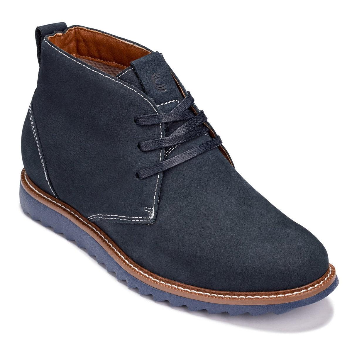 CALTO - J2191 - 2.6 Inches Taller (Ultramarine Blue/Blue Sole) - Nubuck Chukka Boots