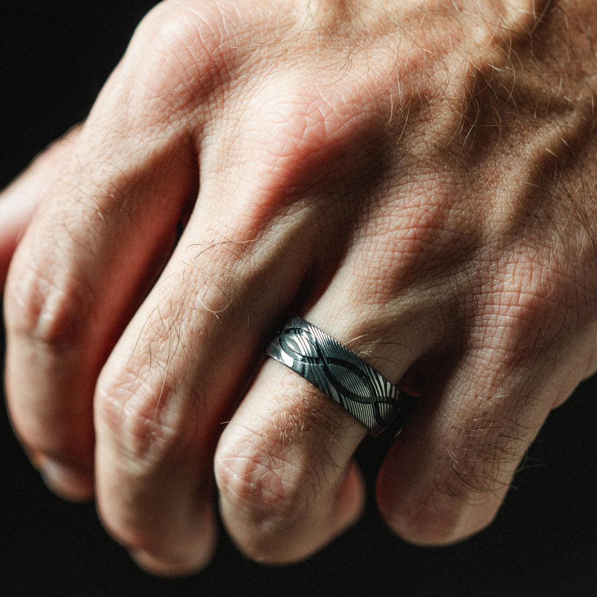The Labyrinth 8mm Damascus Steel Ring