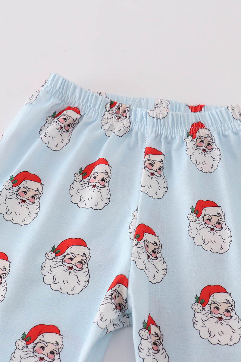 Blue Santa Print Boy Pajamas