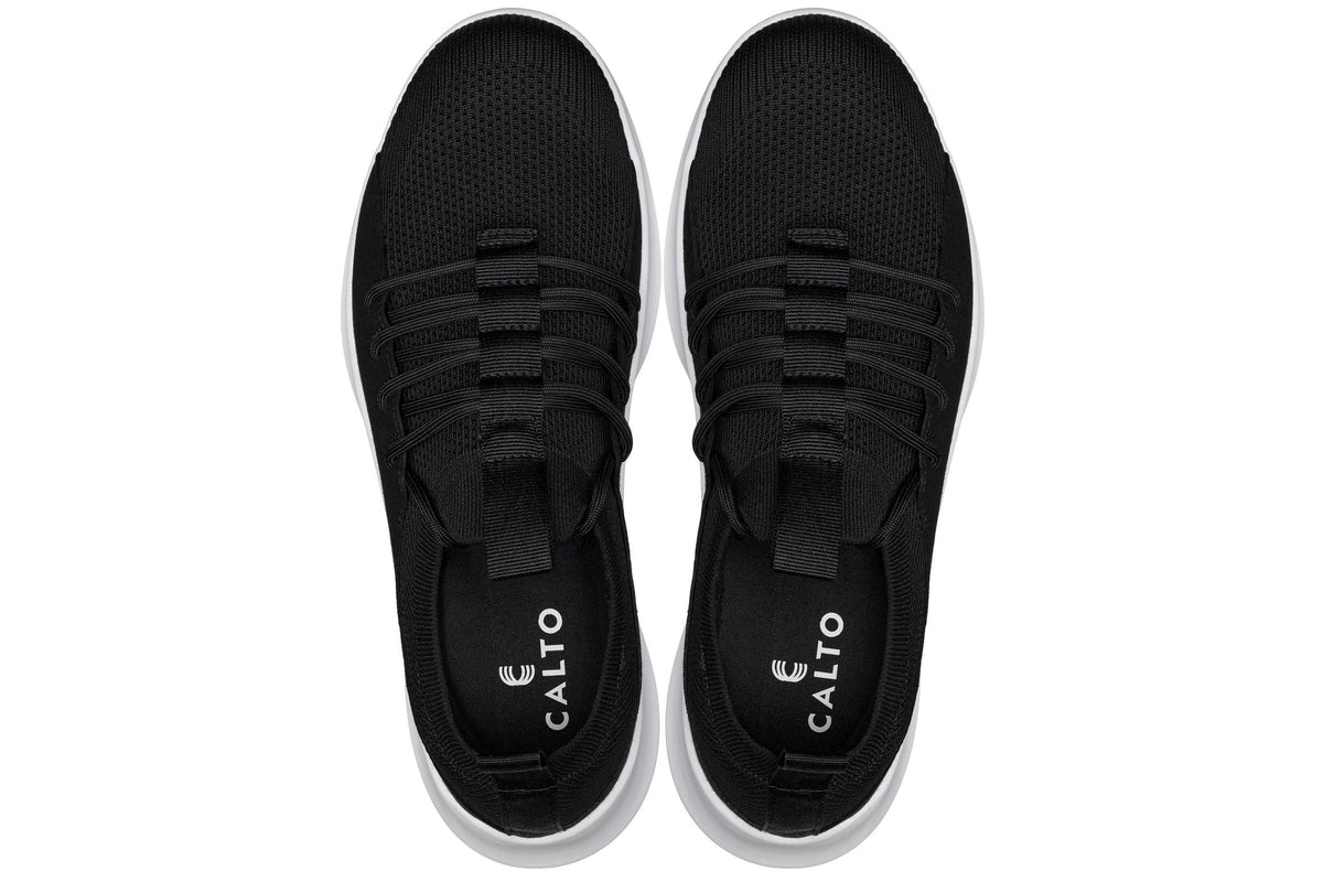 CALTO Q132 2.4-Inch Taller Black/White Sole Ultra-Lightweight Sneakers