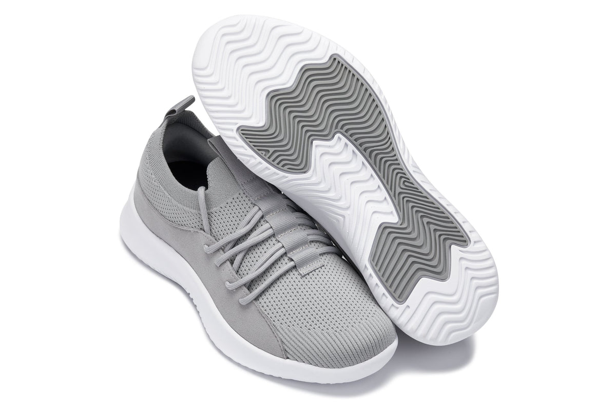 CALTO Q134 2.4-Inch Taller Light Gray/White Sole Ultra-Lightweight Sneakers