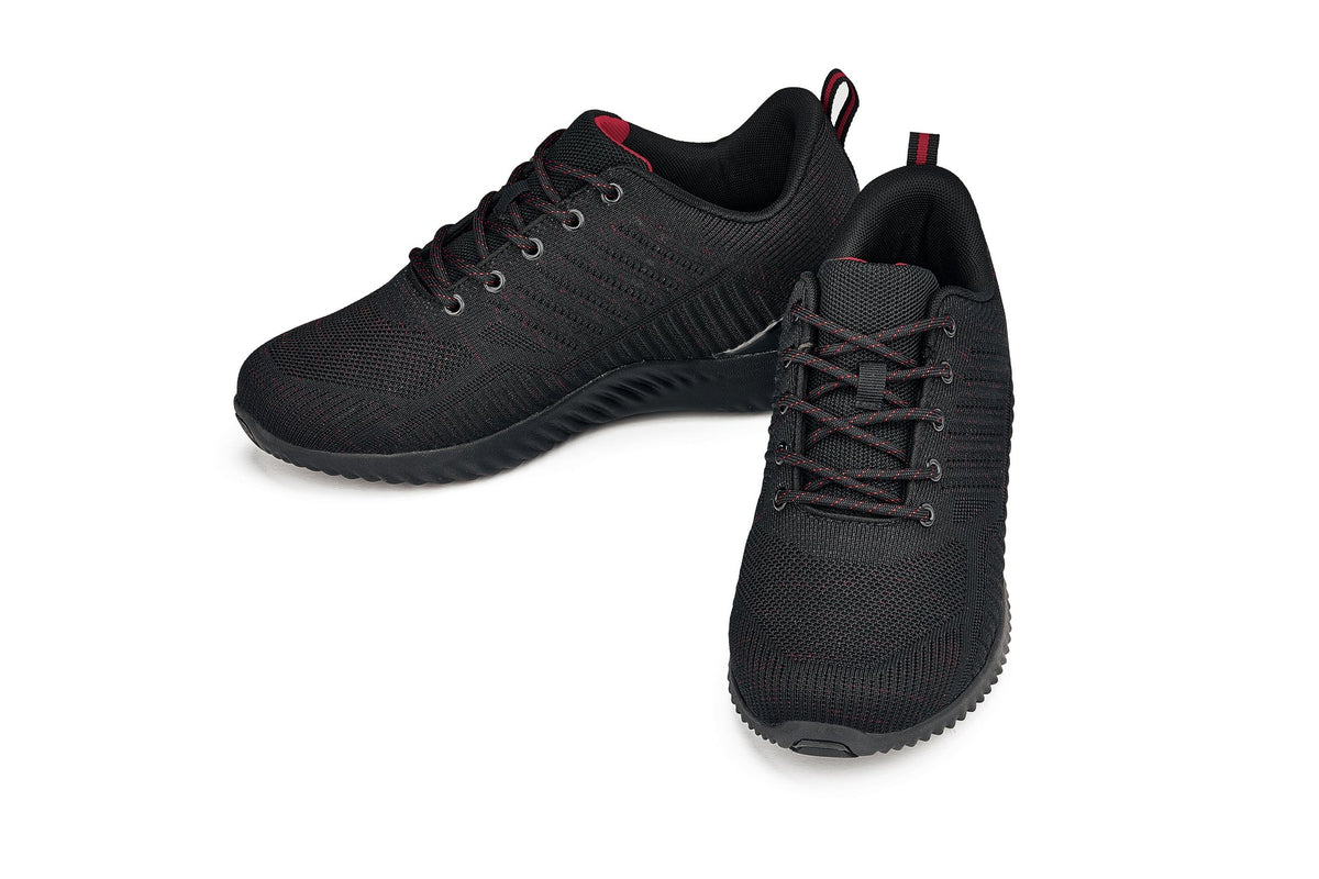 CALTO Q211 2.6-Inch Taller Black/Red Ultra-Lightweight Sneakers