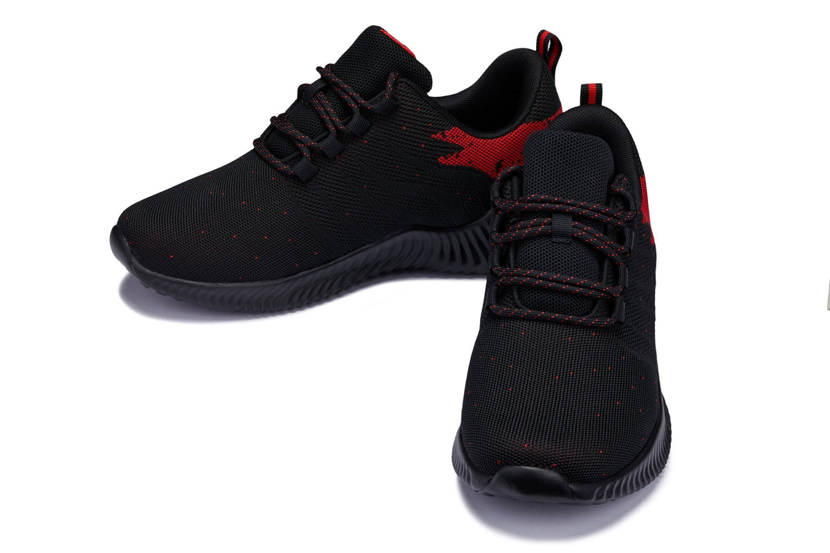 CALTO Q215 Men's Elevator Sneakers – 2.4 Inches Taller (Black/Red) – Ultra Lightweight