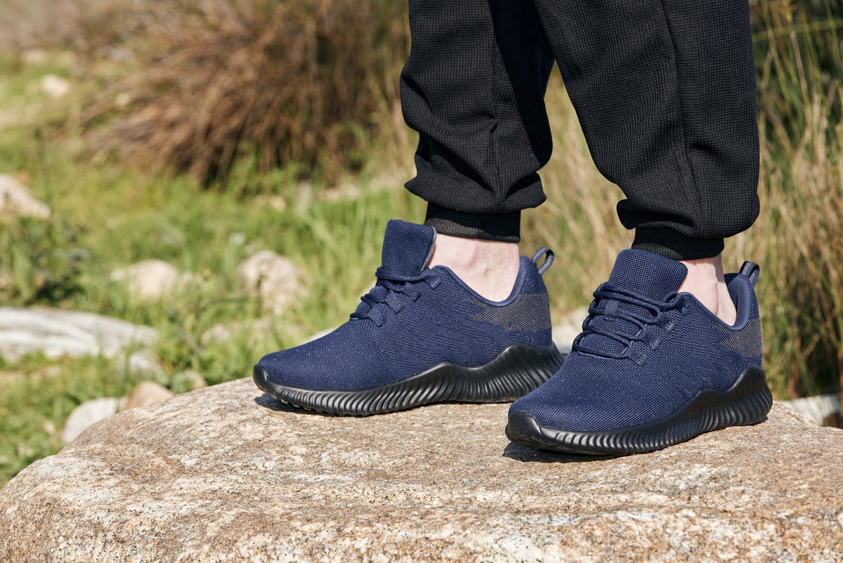 CALTO Q217 Men's Elevator Sneakers – 2.4 Inches Taller (Navy/Grey) – Ultra Lightweight