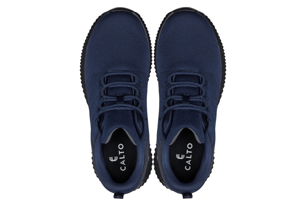 CALTO Q217 Men's Elevator Sneakers – 2.4 Inches Taller (Navy/Grey) – Ultra Lightweight