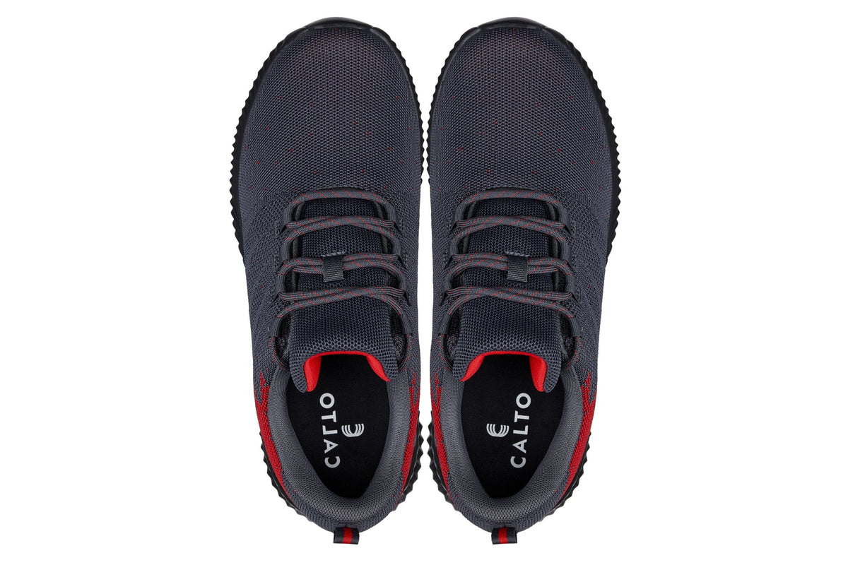 CALTO Q218 2.4-Inch Taller Grey/Red Ultra-Lightweight Sneakers