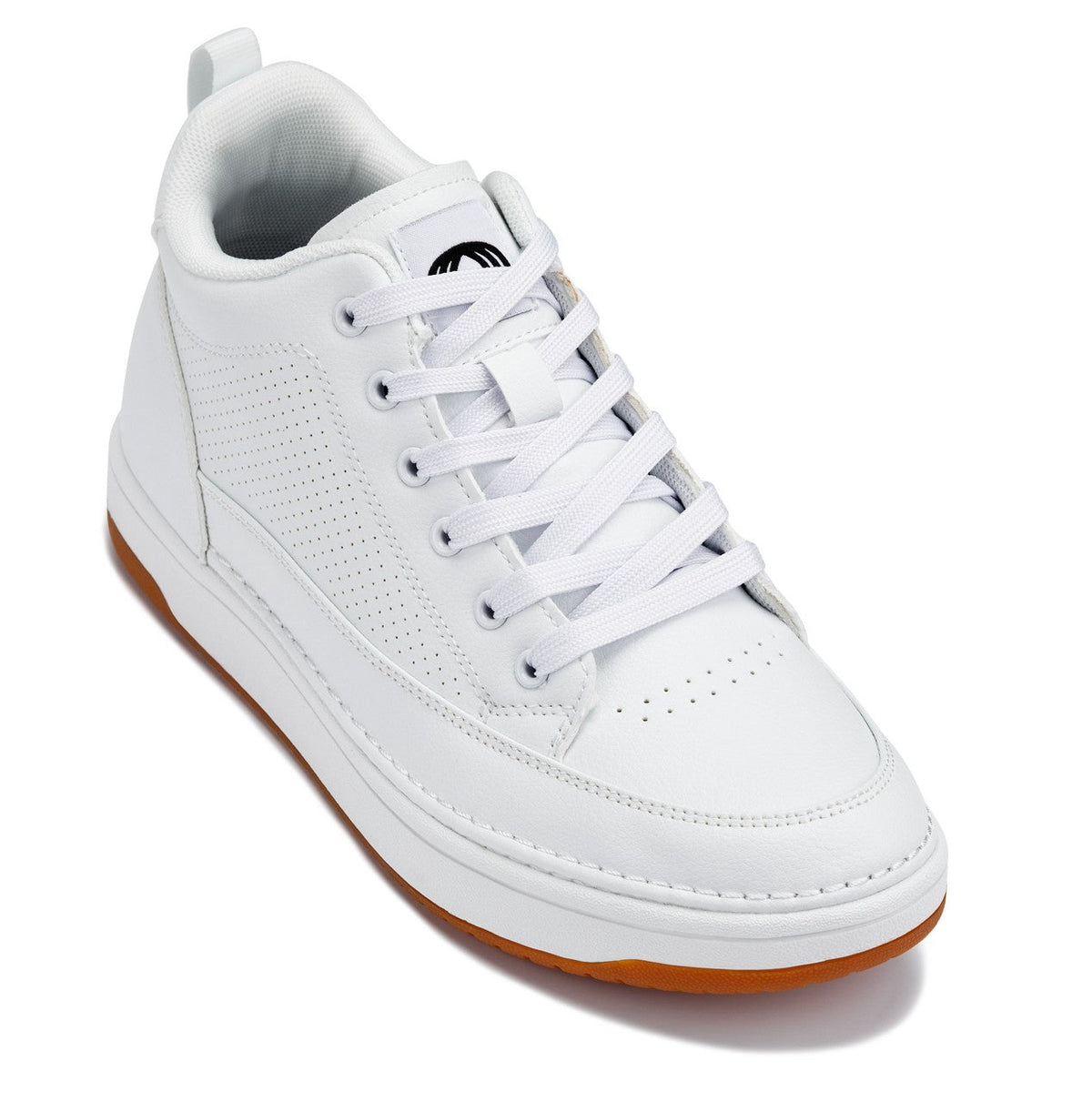 CALTO - Q272 - 2 Inches Taller (White & Gum Sole) - Elevated Leatherette Micro-Perforated Sneakers