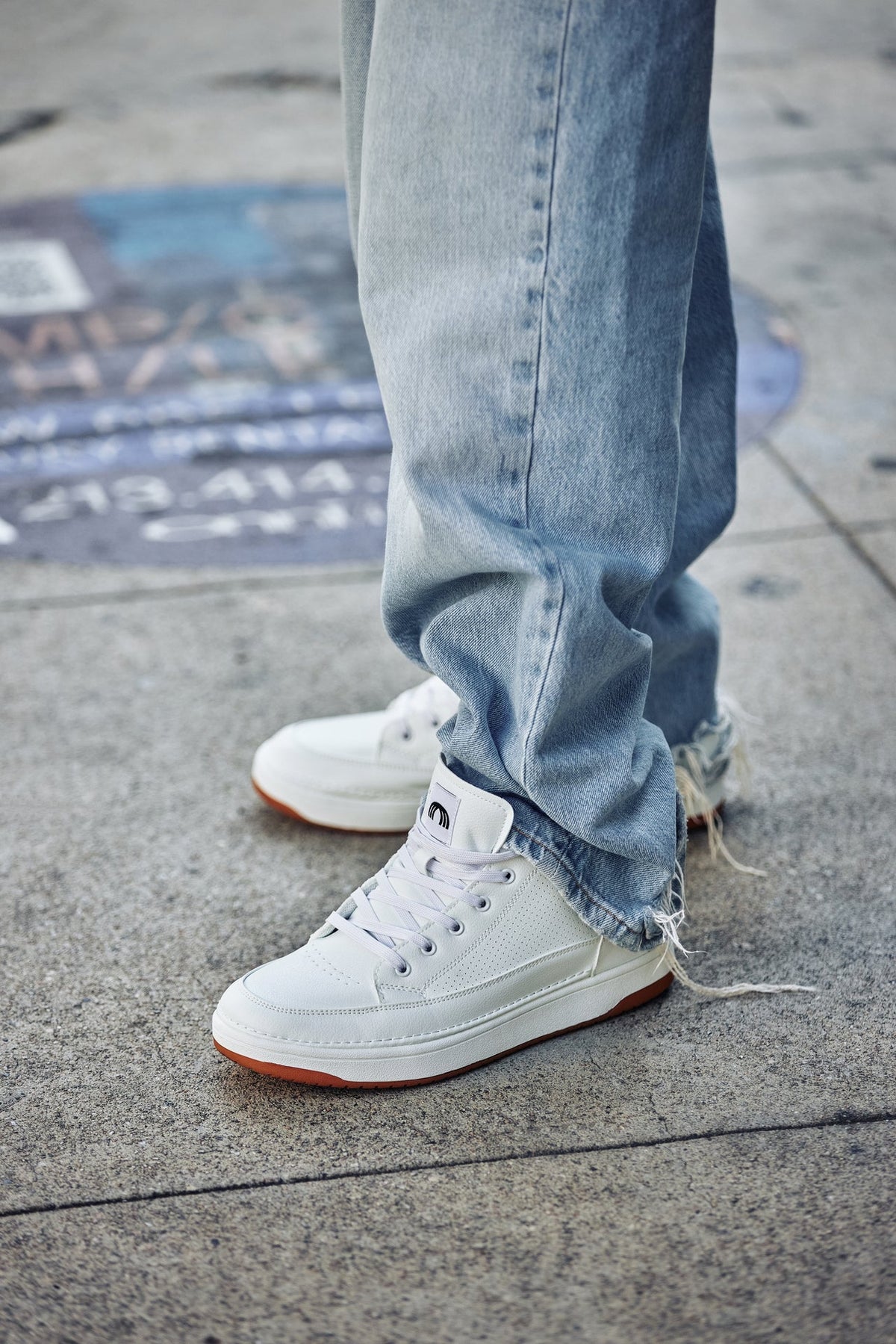 CALTO - Q272 - 2 Inches Taller (White & Gum Sole) - Elevated Leatherette Micro-Perforated Sneakers
